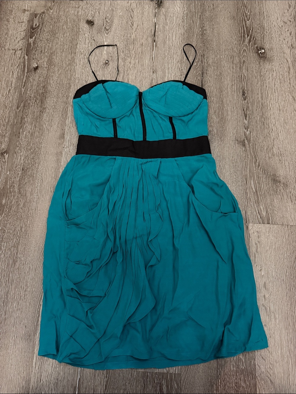 Hype Teal Bustier Mini Dress with Black Trim